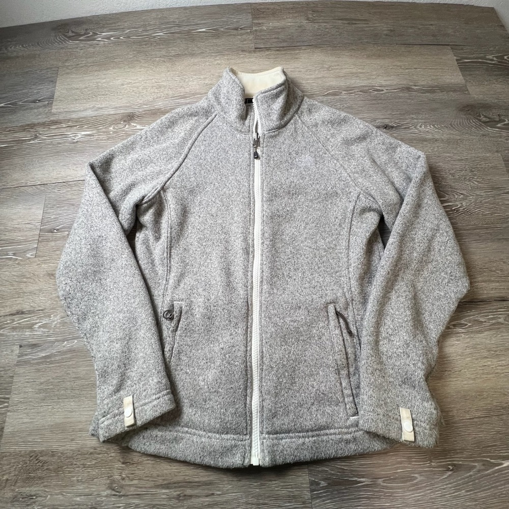 The North Face Crescent Sunset Fleece Jacket Womens Medium Grey Full Zip Sweater
